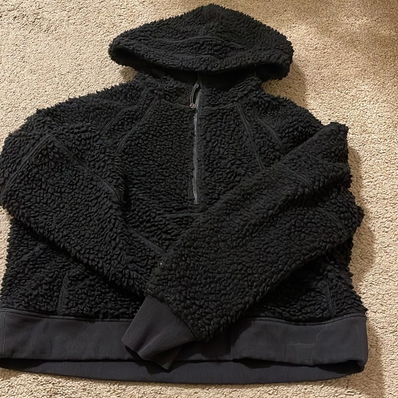 Lululemon scuba oversized Sherpa 1/2 zip black hoodie Sz M/L - Picture 5 of 9